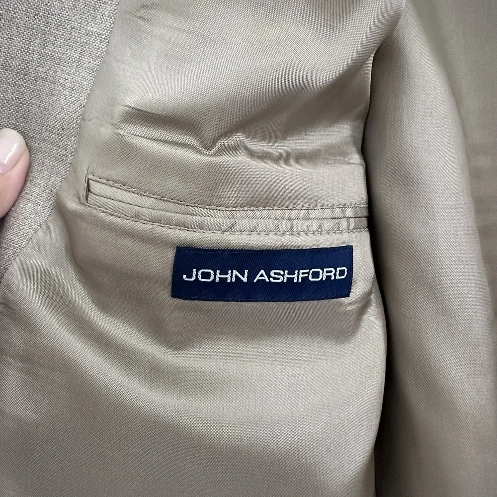 John Ashford Old Money Preppy Linen Blend Sport Coat Blazer‎ Mens 42L Beige Work